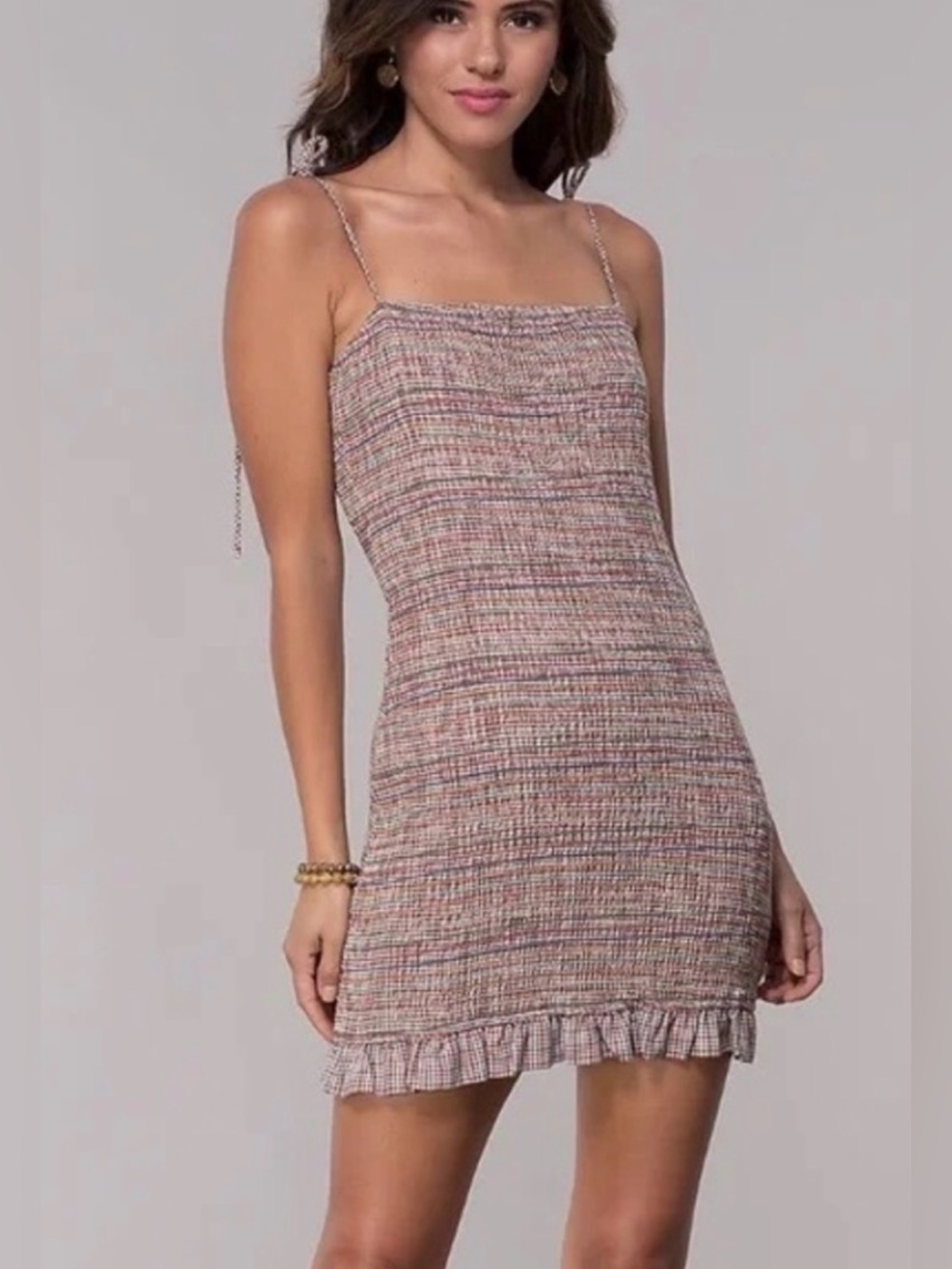Native daughters Smocked Multicolor Mini Dress with Ruffle Hem - Women